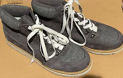 Merona Womens Size 6.5 Boots Target Partial Wool Grey Ankle Lace Up Hiker Casual • $14.99