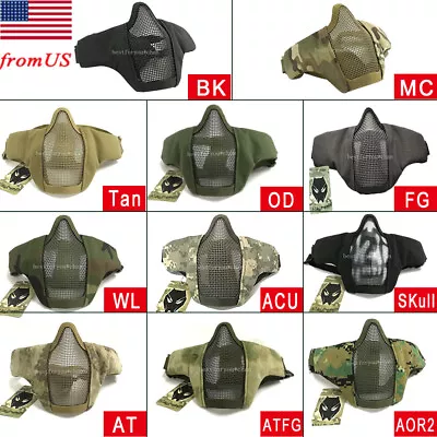 Airsoft Tactical Mask Equipment Hunting Adjustable Military Mesh Half Face • $18.47