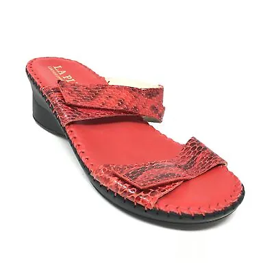 Women's La Plume Strappy Sandals Shoes Size 36 EU/6 US Red Leather Snake Casual • $17.80