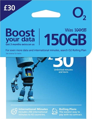£0.99 • Buy New Latest O2 Big Bundle 150GB Pay As You Go UK Latest Offer Iphone Samsung