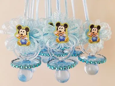 12 Baby Mickey Mouse Blue Pacifier Necklaces Baby Shower Game Boy Favors Prizes • $19.99