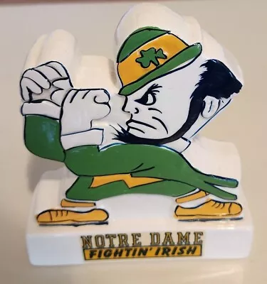 Vintage NOTRE DAME FIGHTING IRISH Ceramic Football Mascot Piggy Bank • $29.99