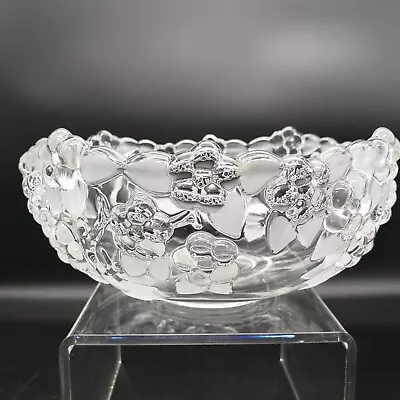 Vintage Carmen By Mikasa 8  Serving Bowl Clear Glass Embossed Flowers • $20