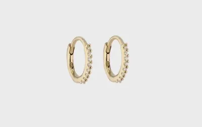 $650 • Buy Sarah And Sebastian Demi Diamond Hoop Set (2) 10k Yellow Gold/diamonds 6.5cm
