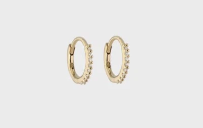 $650 • Buy Sarah And Sebastian Demi Diamond Hoop Set (2) 10k Yellow Gold/diamonds 6.5cm