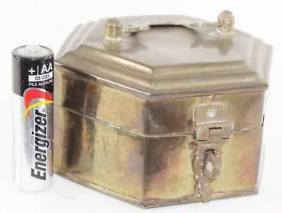 Brass Hexagonal Box-Hinged Lid-w/Hasp Closure-3  X 3  X 1 3/4 -Germany • $8.99