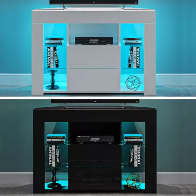 £87.99 • Buy Modern Corner Unit TV Stand Cabinet High Gloss Door & Matt Body RGB LED Lighting
