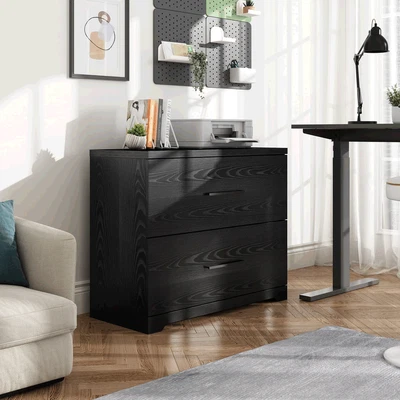$213.88 • Buy 2 Drawer Wood Lateral File Cabinet With Anti-tilt Mechanism; Storage Filing For