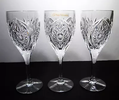 3 Nachtmann Florenz Water Goblets 8  Cut Crystal Blown Glass • $40