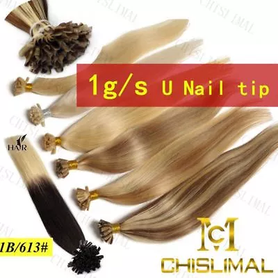 7A 16-26Inch Pre Bonded U Nail Tip Keratin Real Remy Human Hair Extensions 50g • $71.72