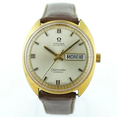 Omega Vintage Seamaster Cosmic Auto Gold Dial 14k G.p. Mens Watch For Repairs • $550