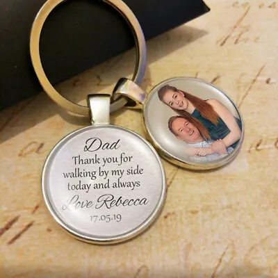 Personalised Father Of The Bride Photo Keyring Wedding Gifts Memory Fathers Day • £6.48