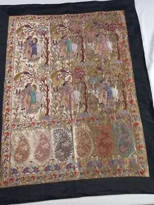 Vintage Tapestry Wall Hanging Large Panel Ornate Raw Silk Lined 34 X25  • $99.99