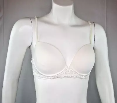 Maidenform Ivory Satin Chantilly Lace Lightly Lined Underwire T-Shirt Bra 34A • $5