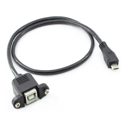 Micro USB 5 Pin Male To USB 2.0 B Female Panel Mount Type Cable With Screws • $1.99