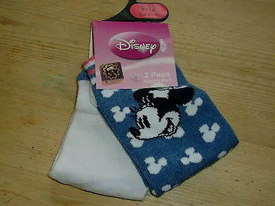 Disney/Minnie Mouse Socks 2 Pairs Cotton Rich UK 9-12 EU 27-30 White/Blue BNWT  • £3.99
