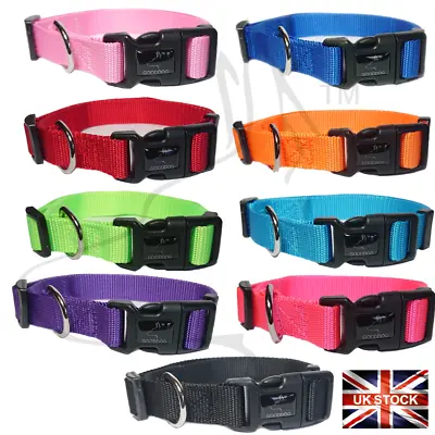 £3.45 • Buy Dog Puppy Collar Nylon Adjustable Collars 9 Colours 4 Sizes Pet Accessories UK