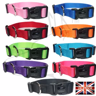 Dog Puppy Collar Nylon Adjustable Collars 9 Colours 4 Sizes Pet Accessories UK • £2.99