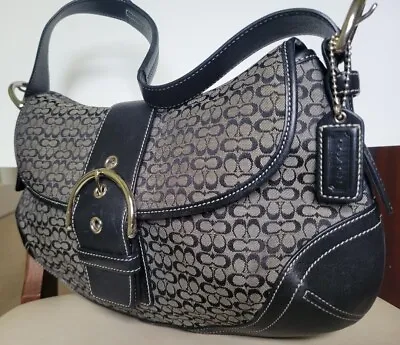 Vintage COACH Banana Bag Grey/black W/ Silver Hardware • $40