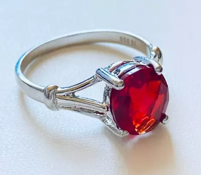 R1141R Classic Mt St Helens Red Helenite 8x10mm OV.1.68Ct Sterling Silver Ring • $38
