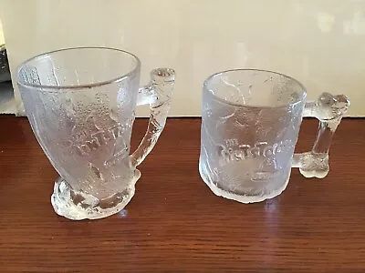 Flinstone Mammoth And Predawn Mug  Clear Etched Glasses '93 McDonald's • $20