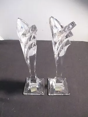 Vintage Mikasa Art Deco Lead Crystal Germany Candle Holders / Look! • $12