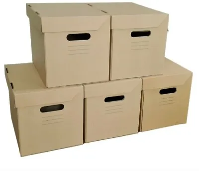 5 X IKEA Strong Filing A4 Archive Cardboard Storage Boxes With Lids & Handles • £12.40