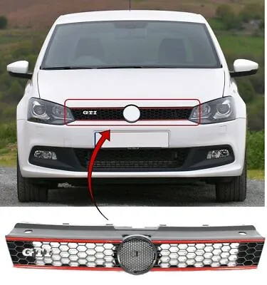 Vw Polo GTI ONLY 2009-2014 Front Centre Main Grille With Red Trim & Gti Logo • $33.01