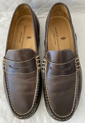 Martin Dingman Mens Bill Brown Water Buffalo Leather Penny Loafer Sz 8 • $125