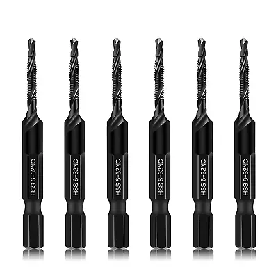 6-Piece 6-32NC Combination Drill Tap Countersink Bit Set SAE Made Of High-Speed • $21.02