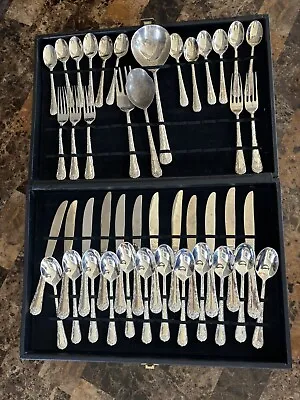 Vintage W.M. Rogers ENCHANTED ROSE Silverplated Flatware Silverware-45 Piece • $65