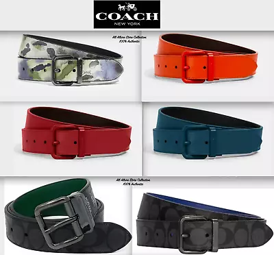 Coach Mens Belt Roller Buckle Cut-To-Size Reversible Color Block38mm Pick • $129