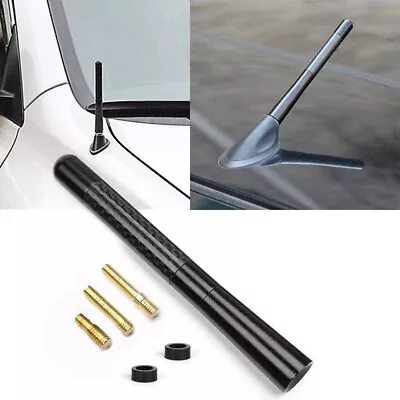 JDM Black 5  Screw On Carbon Fiber Aluminum Short Antenna Kit Universal For Car • $7.99