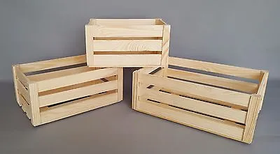 Wooden Crate Boxes Many Sizes Storage Apple Fruit Plain Wood Box Craft Crates • £9.95