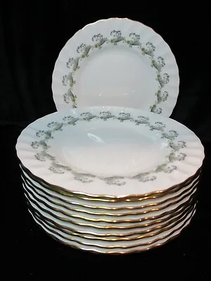 Minton Bone China Ermine S694 Fife Green Scrolls Flowers 11 Bread & Butter Plate • $50