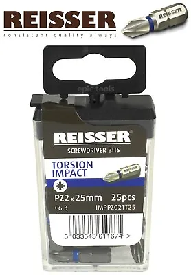 £15.95 • Buy 25 X REISSER Torsion Impact Driver Pz2 Pozi 2 Screwdriver 25mm Bits, IMPPZ02TT25