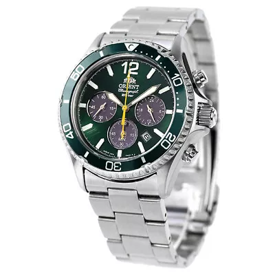 Orient Mako RN-TX0204E Panda Green Solar Chronograph Analog Wrist Watch Men New • $254.58