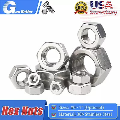 Imperial Size 304 Stainless Steel Hex Nuts DIN934 UNC/UNF All Sizes Quantity • $6.05