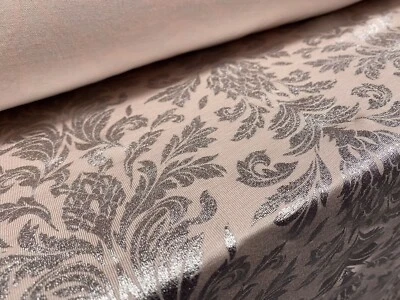 £7.99 • Buy Viscose Elastane Stretch Jersey Fabric, Per Metre - Silver Fleur De Lys - Blush