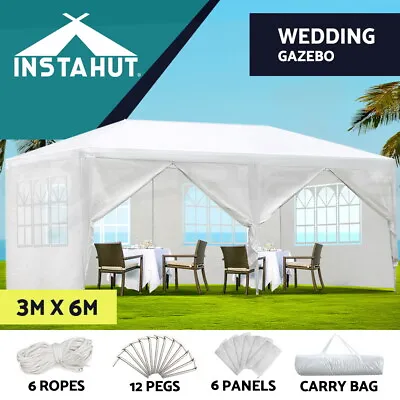 $102.95 • Buy Instahut Gazebo Outdoor Marquee Wedding Gazebos Party Tent Camping White 3x6m