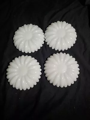 Vintage Milk Glass Sunflower Daisy Candlestick Holder.  Set Of 4. • $10