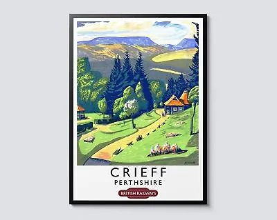 Crieff Perthshire Vintage Travel Poster Scottish Railways Illustration Print • £120