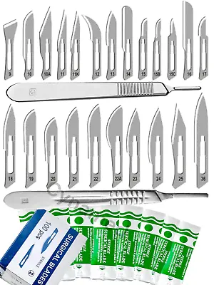100 Sterile Surgical Blades With FREE Scalpel Knife Handle Medical Dental Tools • $9.19
