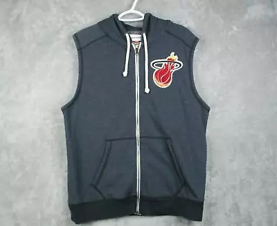 Miami Heat Zip Up Hooded Tank Sweatshirt Mitchell & Ness Large Hardwood Classics • $19