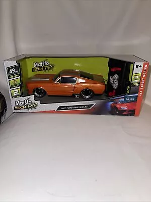 Maisto Tech R/C 1967 Ford Mustang GT Orange/Silver Stripes 1:24 49MHZ New In Box • $19.95