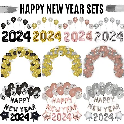 Happy New Year Balloons Arch Garland 2024 Year Theme Eve Party Decor Foil Banner • £3.99