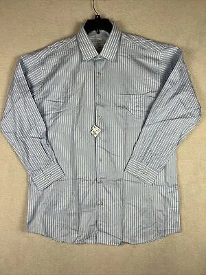 Vtg Sero Purist Button Down Shirt Blue Striped Mens Sz 18-35/36T Long Sleeve NWT • $17.44