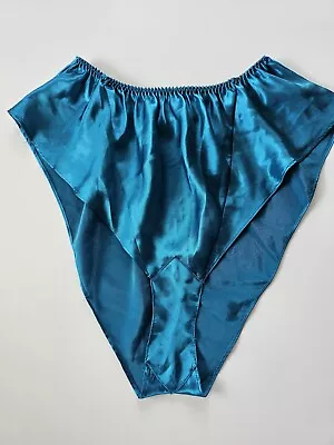 Vintage Victorias Secret Size Medium  Blue Shiny Satin Flutter Panties • $11.99