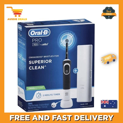$42.89 • Buy Oral-B PRO 100 CROSSACTION Rechargeable Electric Toothbrush Midnight Black NEW