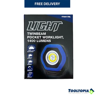 LIGHT Twinbeam Heavy Duty Rechargeable Pocket Work Light Torch 1400 Lumens Blue • £28.49